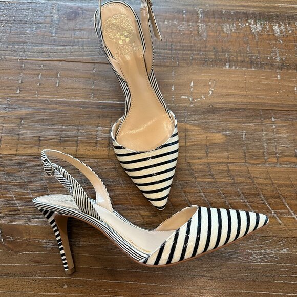 Vince Camuto Barlowe Black & White Striped Snake Heels (Size 8M) - Picture 6 of 9